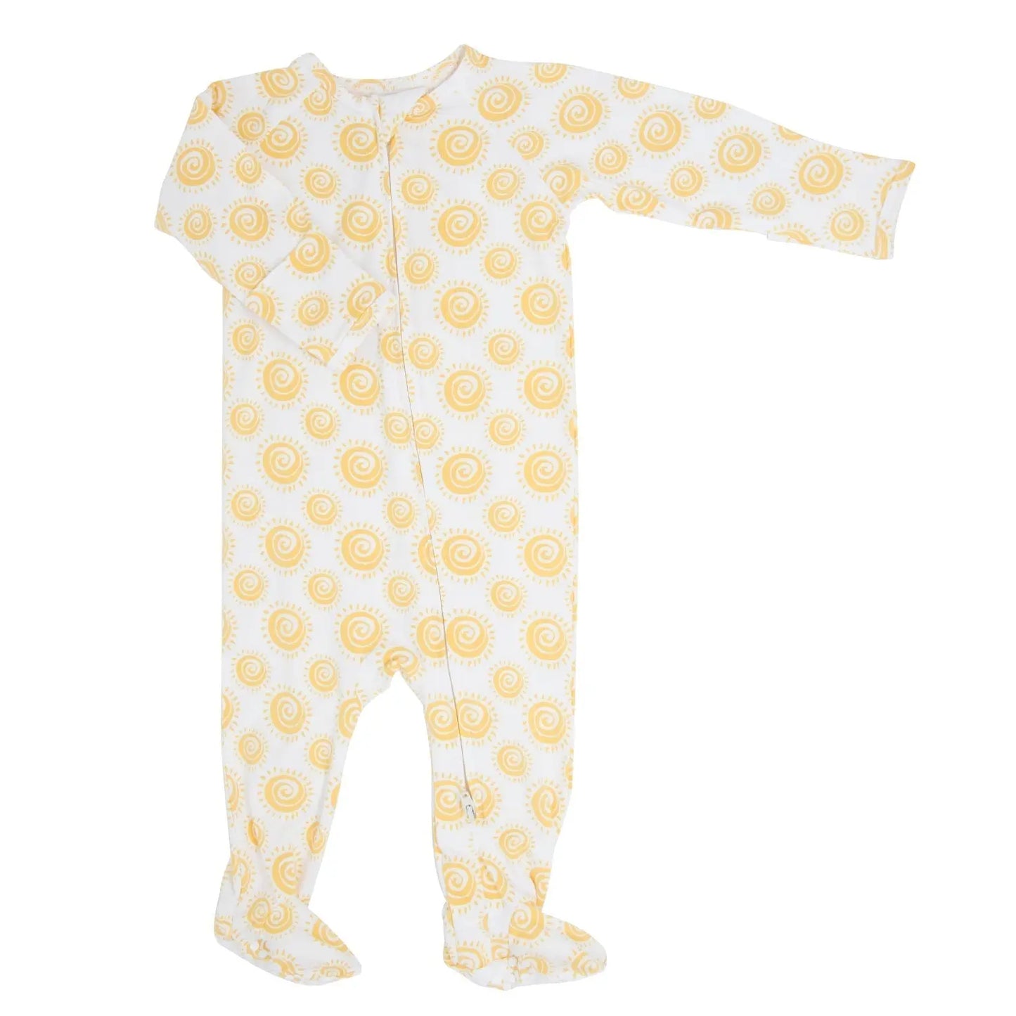 Zipper Footie with 2 Way Zip Silicone Grips and Fold Over Cuffs Sweet Bamboo