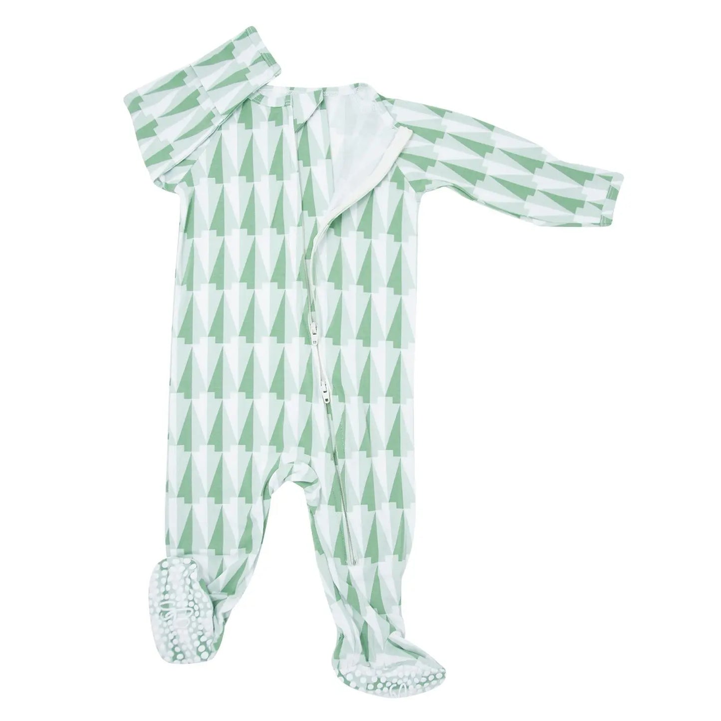 Zipper Footie with 2 Way Zipper Silicone Grips and Fold Over Cuffs for Babies Sweet Bamboo