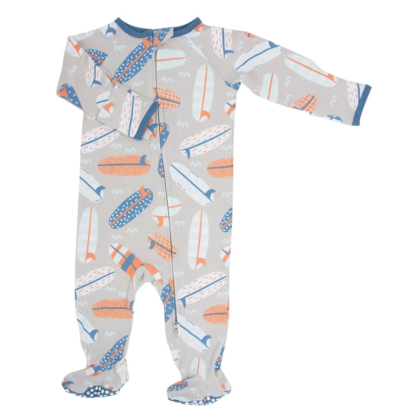 Zipper Footie with Two Way Zipper Silicone Grips and Fold Over Cuffs for Easy Changing Sweet Bamboo