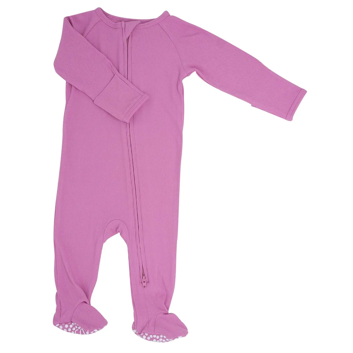 Zipper Footie With 2 Way Zipper Silicone Grips And Fold Over Cuffs Sweet Bamboo