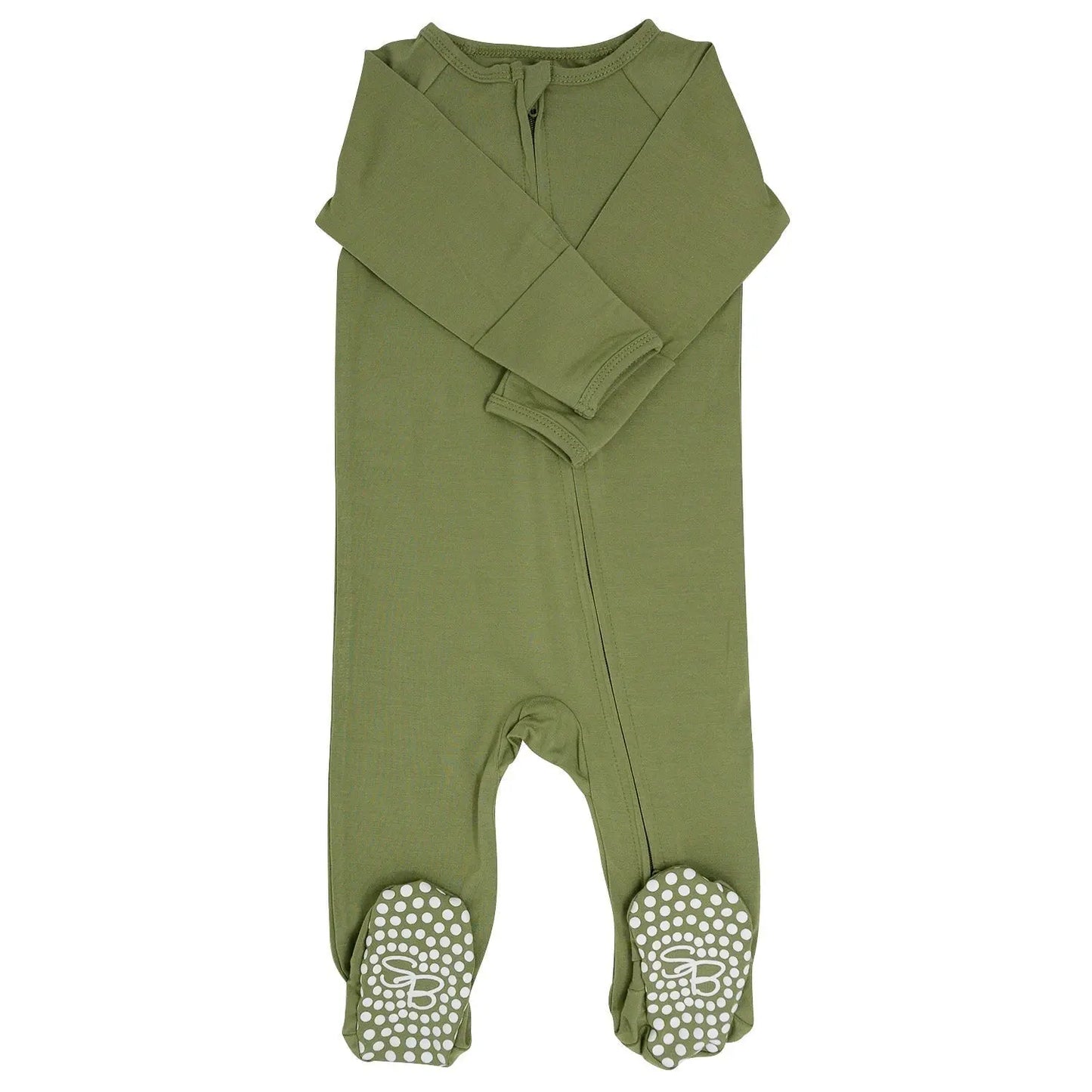Zippity Do Da Zipper Footie with Silicone Grips for Baby Comfort Sweet Bamboo