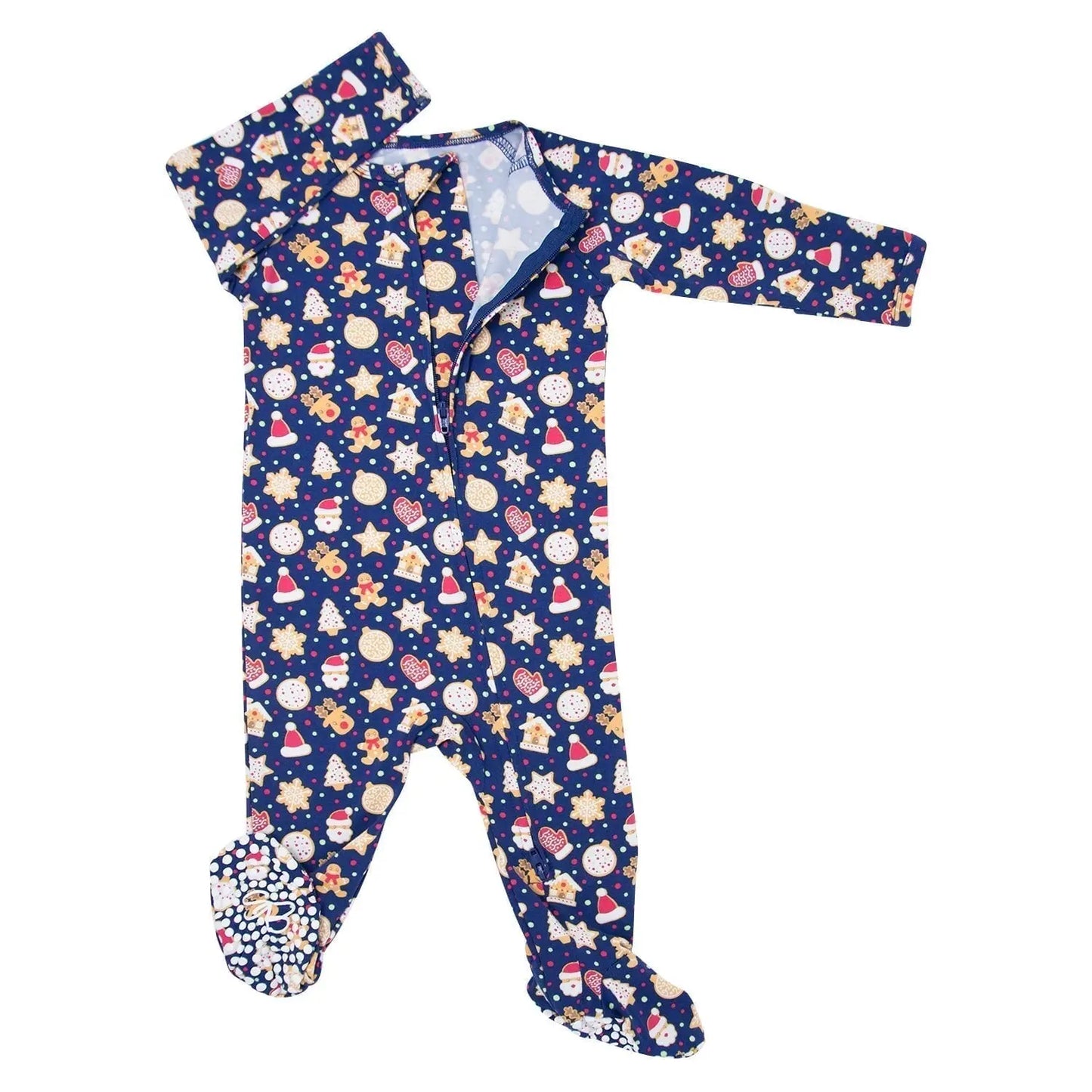 Zipper Footie with Two Way Zipper Silicone Grips and Fold Over Cuffs Sweet Bamboo