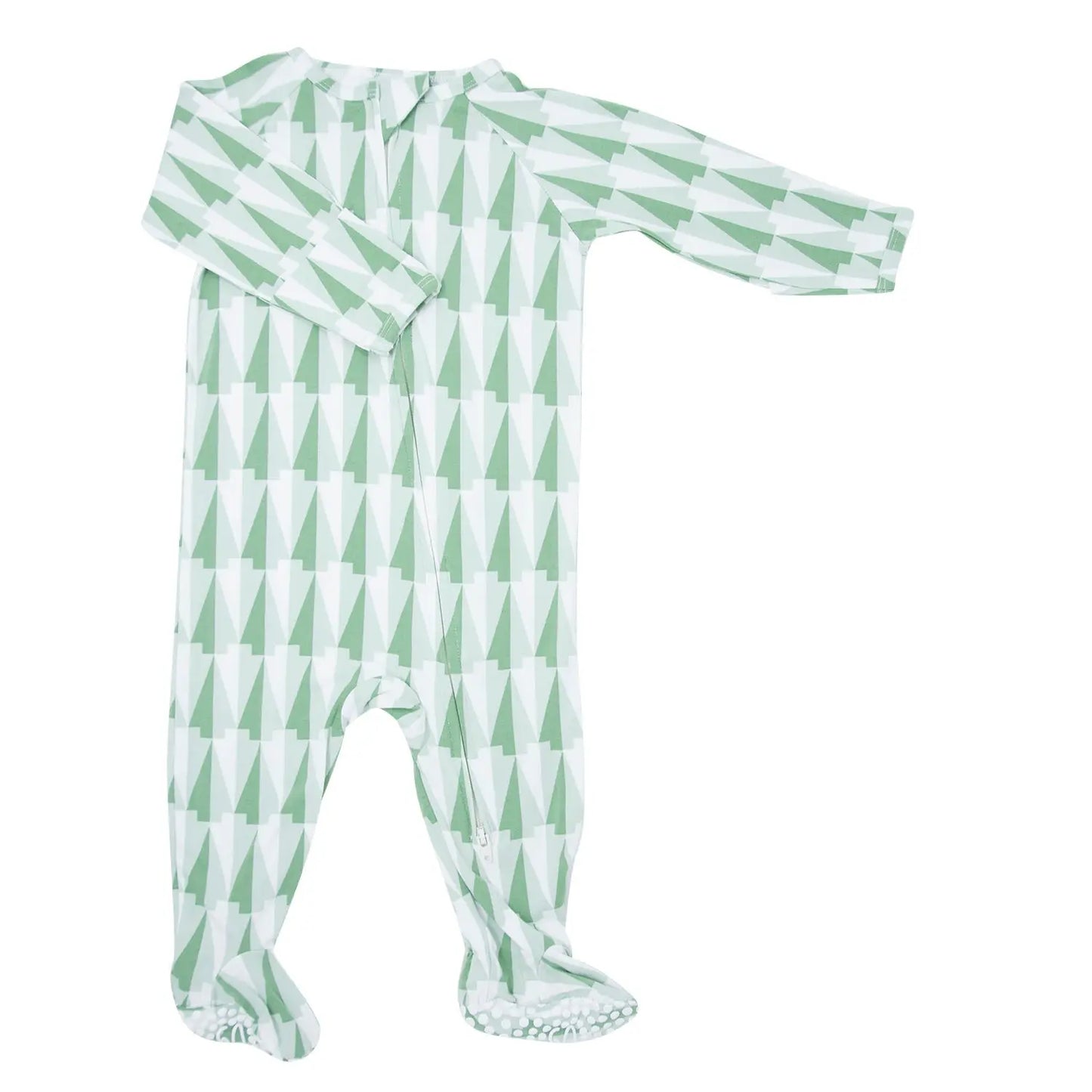 Zipper Footie with 2 Way Zipper Silicone Grips and Fold Over Cuffs for Babies Sweet Bamboo