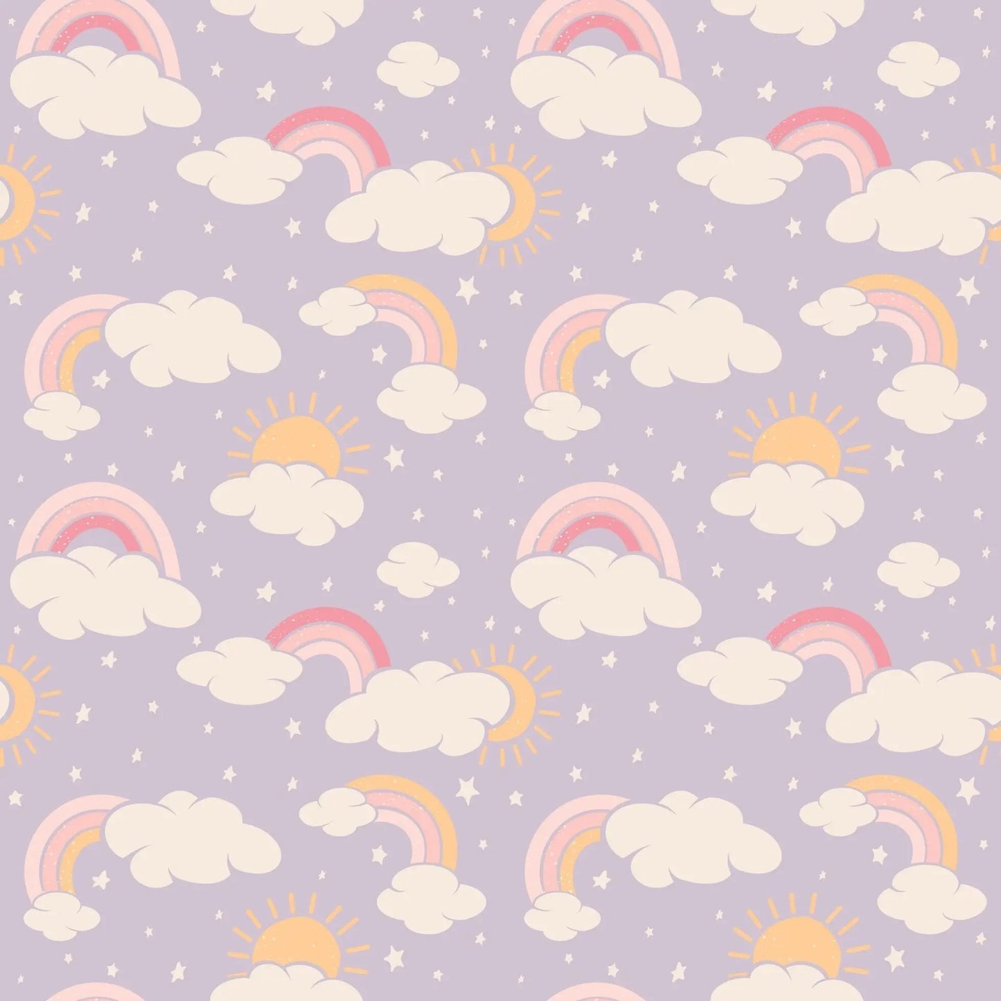 Lavender Rainbows and Clouds Zipper Footie for Babies with Silky Soft Fabric and Two Way Zip Sweet Bamboo