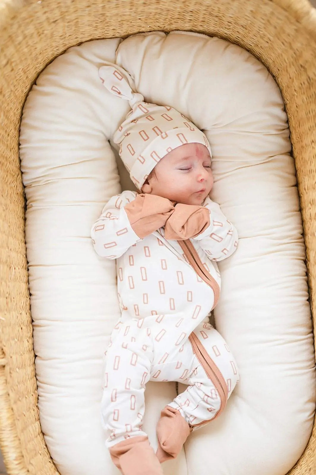 Zipper Romper Neutral Rectangles Bamboo Baby Pajamas Harp Angel Boutique