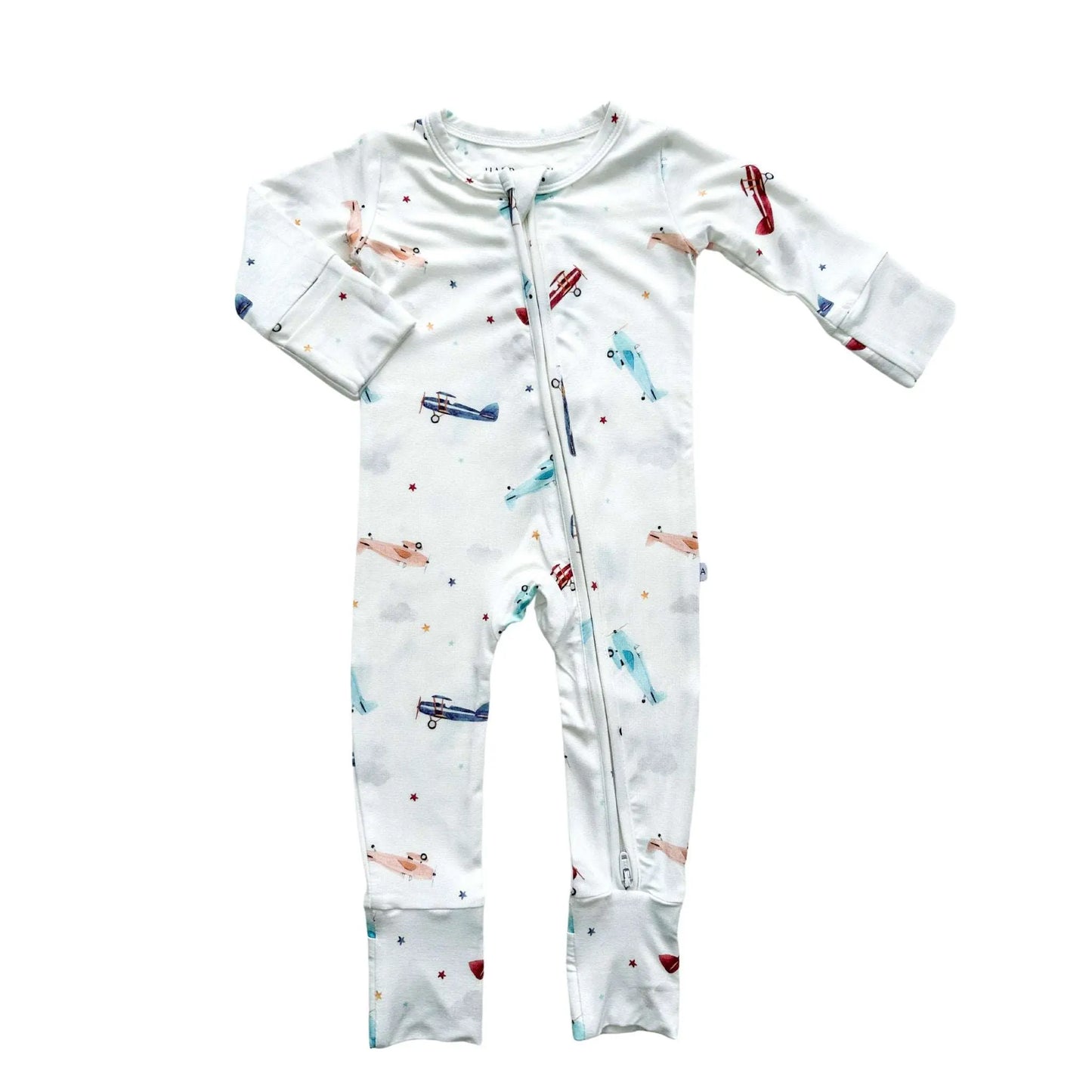 Zipper Romper Vintage Airplane Soft Bamboo Viscose Baby Outfit Harp Angel Boutique