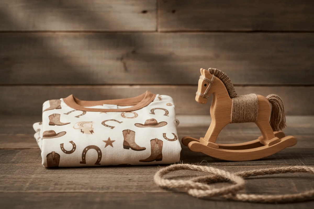 Western Spirit Kids Bamboo Pajama Set: Cozy Cowboy Comfort - Everetts Place 