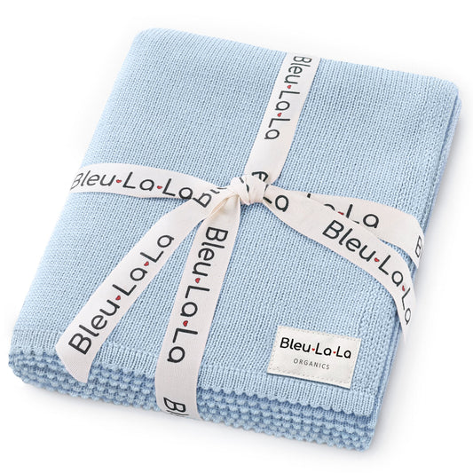 100 Percent Cotton Organic Luxe Baby Blanket Bleu La La