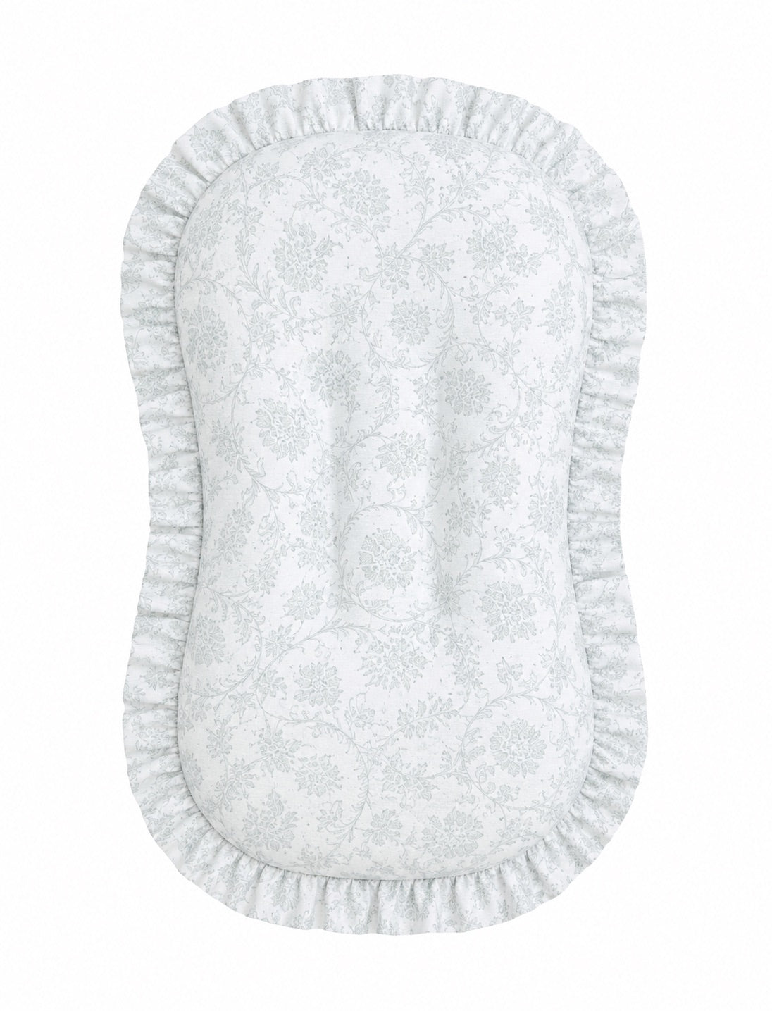 Sage Green Chinoiserie Ruffle Baby Lounger Cover by Little Mae & Co