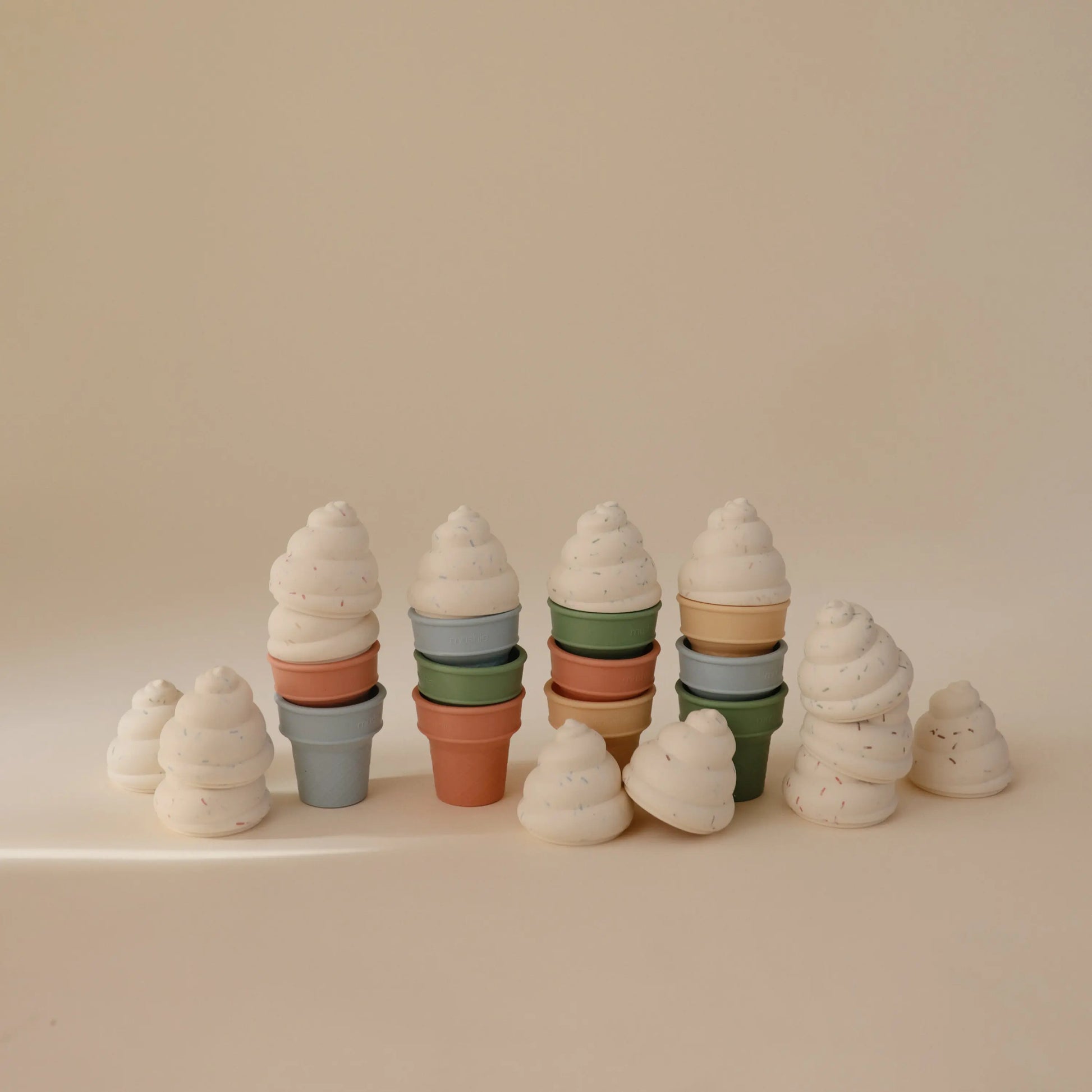 Mix And Match Ice Cream Toy Set For Kids Squeezable Silicone Playset Mushie