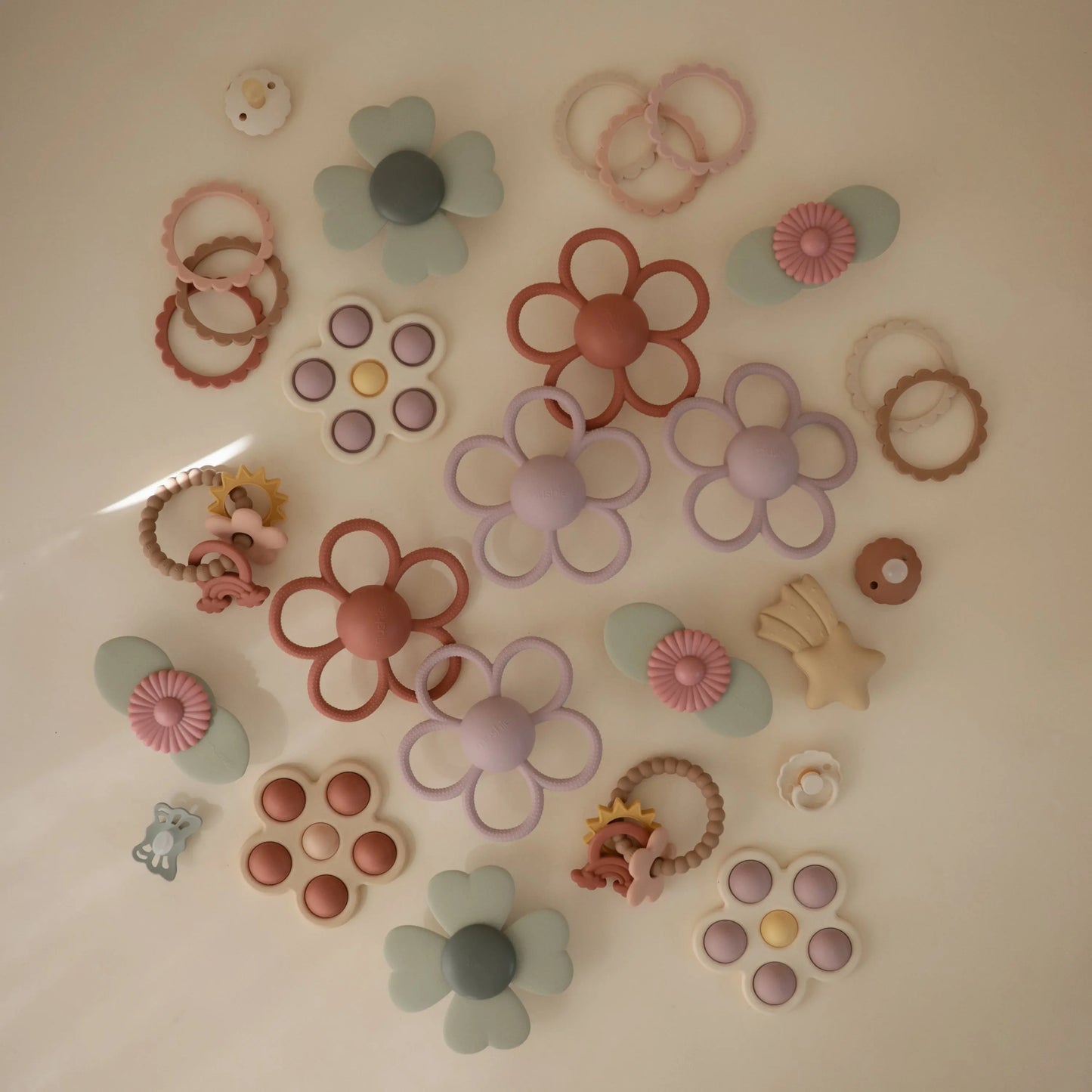 Daisy Rattle Teether Silicone Baby Toy with Built In Rattle for Soothing Relief Mushie