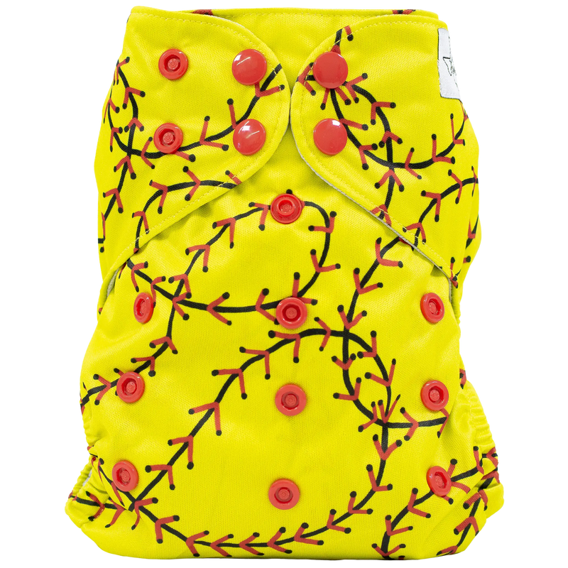 Slim Fit Pocket Cloth Diaper with red floral pattern, adjustable snaps, reusable and water-resistant.