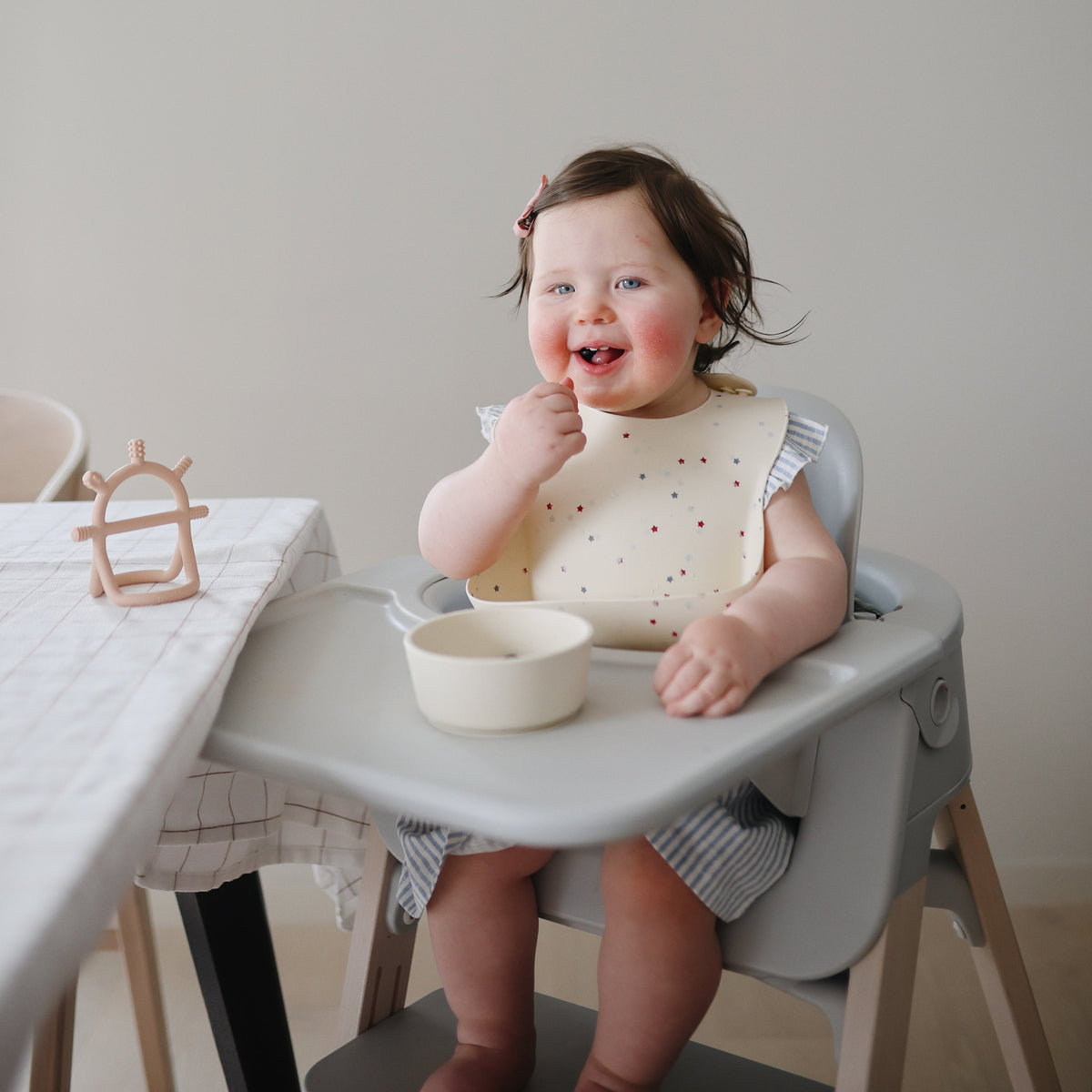 Silicone Baby Bib, Polka Dot Print by Mushie