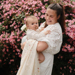 Mushie organic cotton muslin swaddle blanket