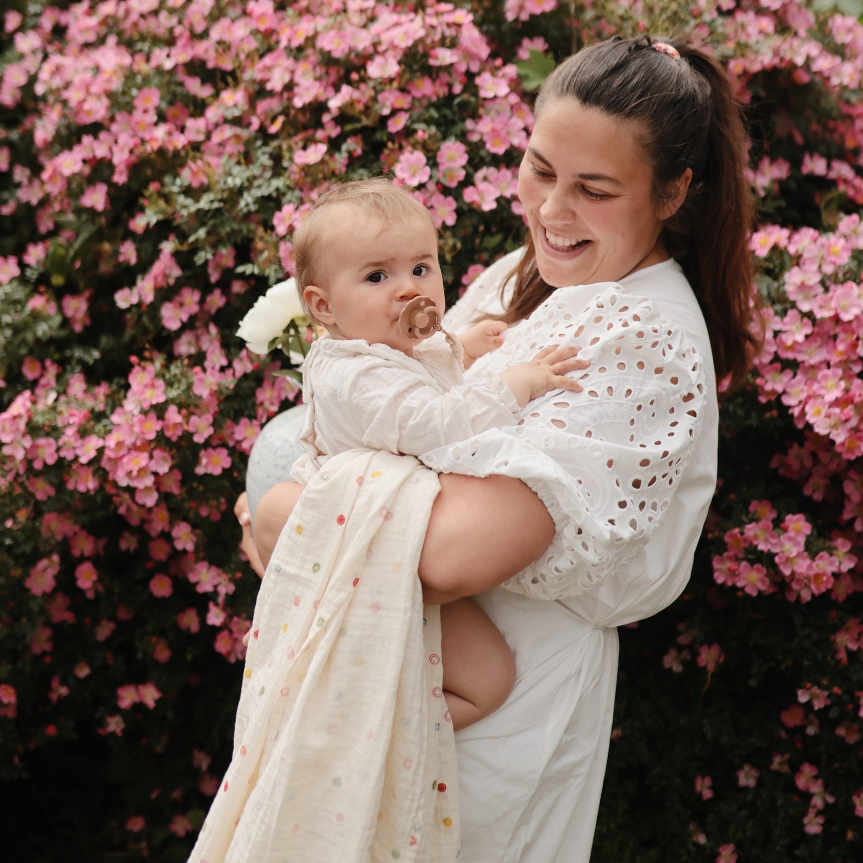 Mushie organic cotton muslin swaddle blanket