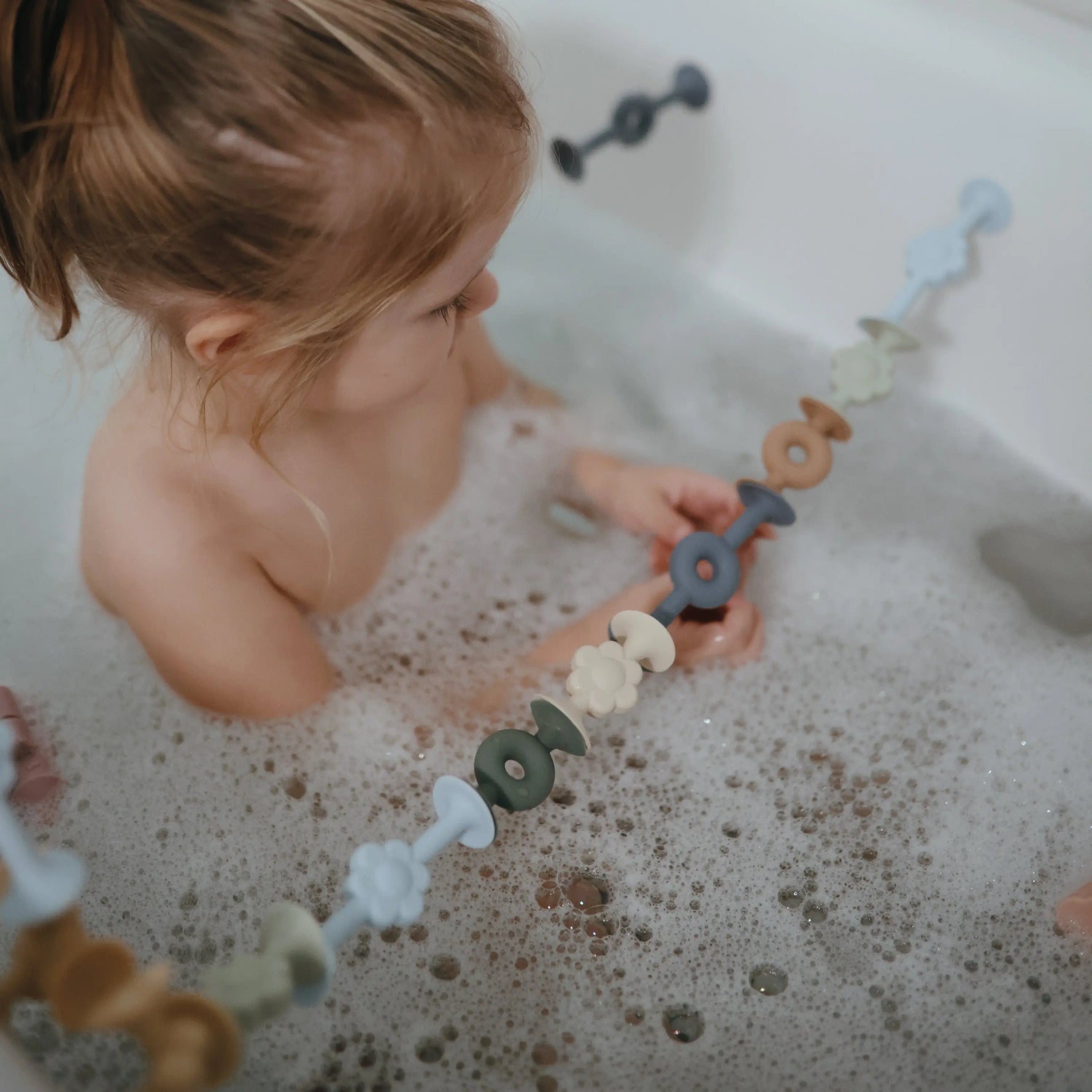 Mushie Donut Silicone Suction Builder Toys Set of 18 Non-Toxic Flexible Creativity Stacking Playtime Bath Time - Toys & Games > Toys > Bath Toys Bath Toys