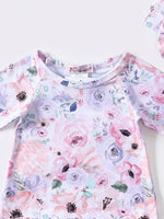 Clover Cottage newborn flower canvas baby gown and matching headband