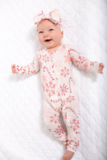 My First Candy Cane: Baby Zip Bamboo Onesie by Rayn’s Tiny Stitches