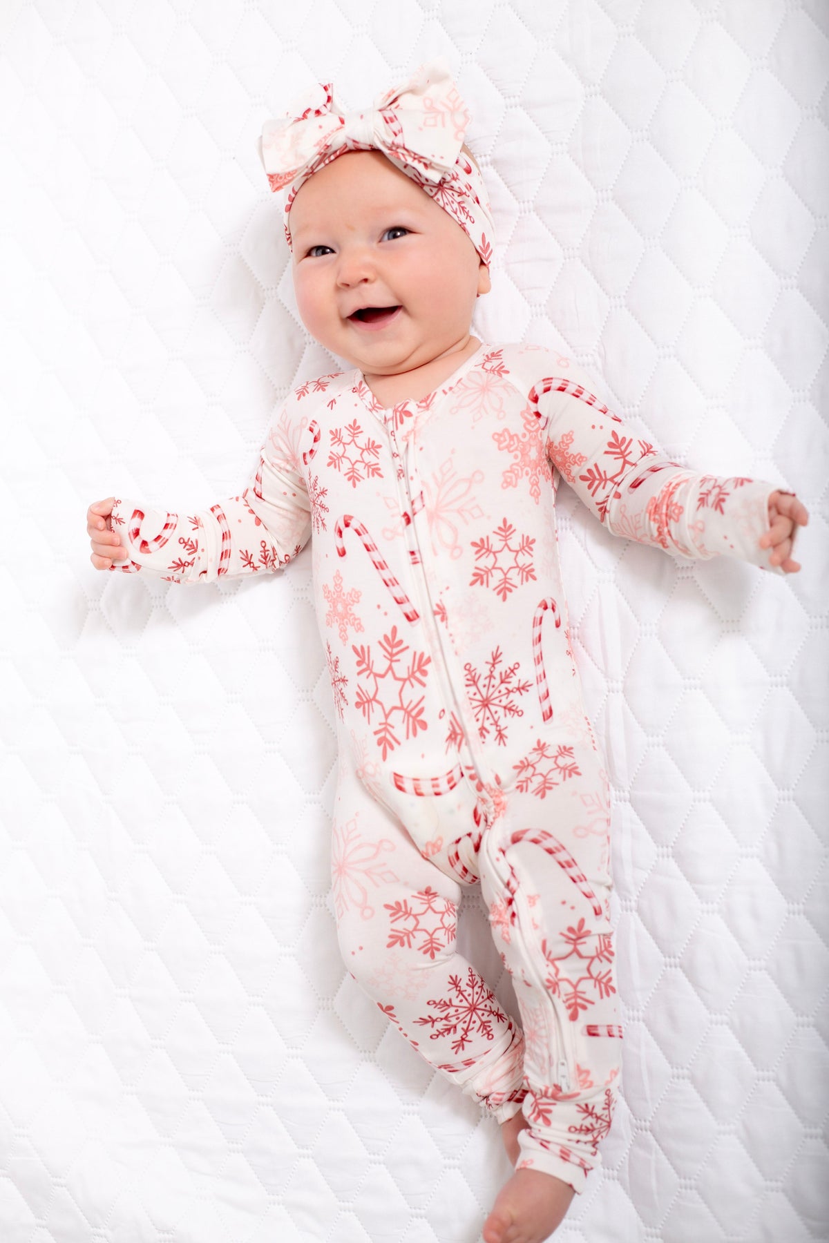 My First Candy Cane: Baby Zip Bamboo Onesie by Rayn’s Tiny Stitches