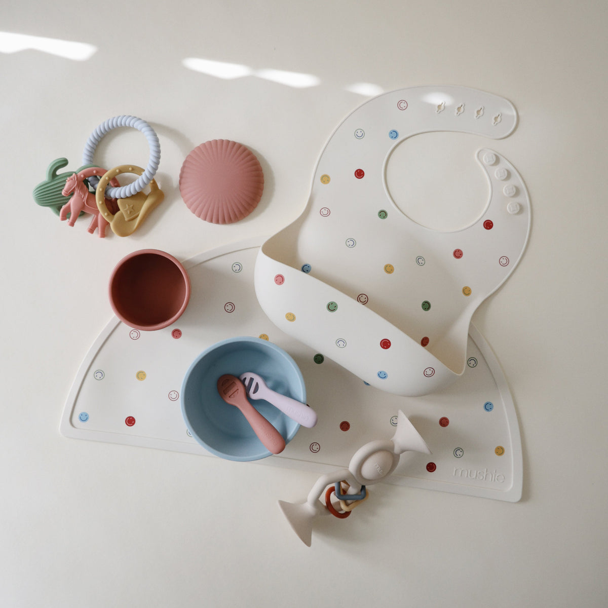 Silicone Baby Bib, Polka Dot Print by Mushie