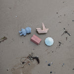 Mushie Mold Free Bath Play Set: colorful, soft silicone baby bath toys.