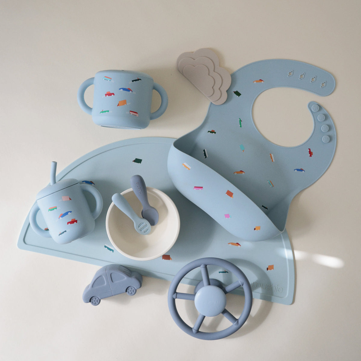 Silicone Baby Bib, Polka Dot Print by Mushie