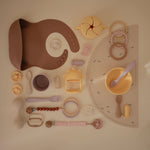 Mushie silicone placemat, non-slip and food-grade safe for babies.