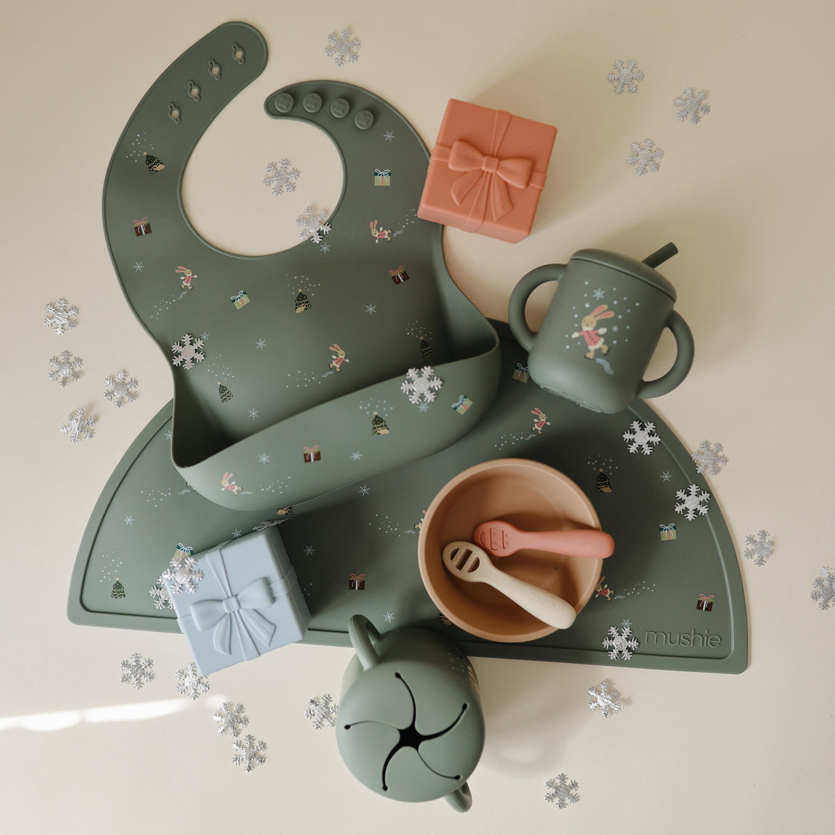 Silicone Baby Bib, Polka Dot Print by Mushie