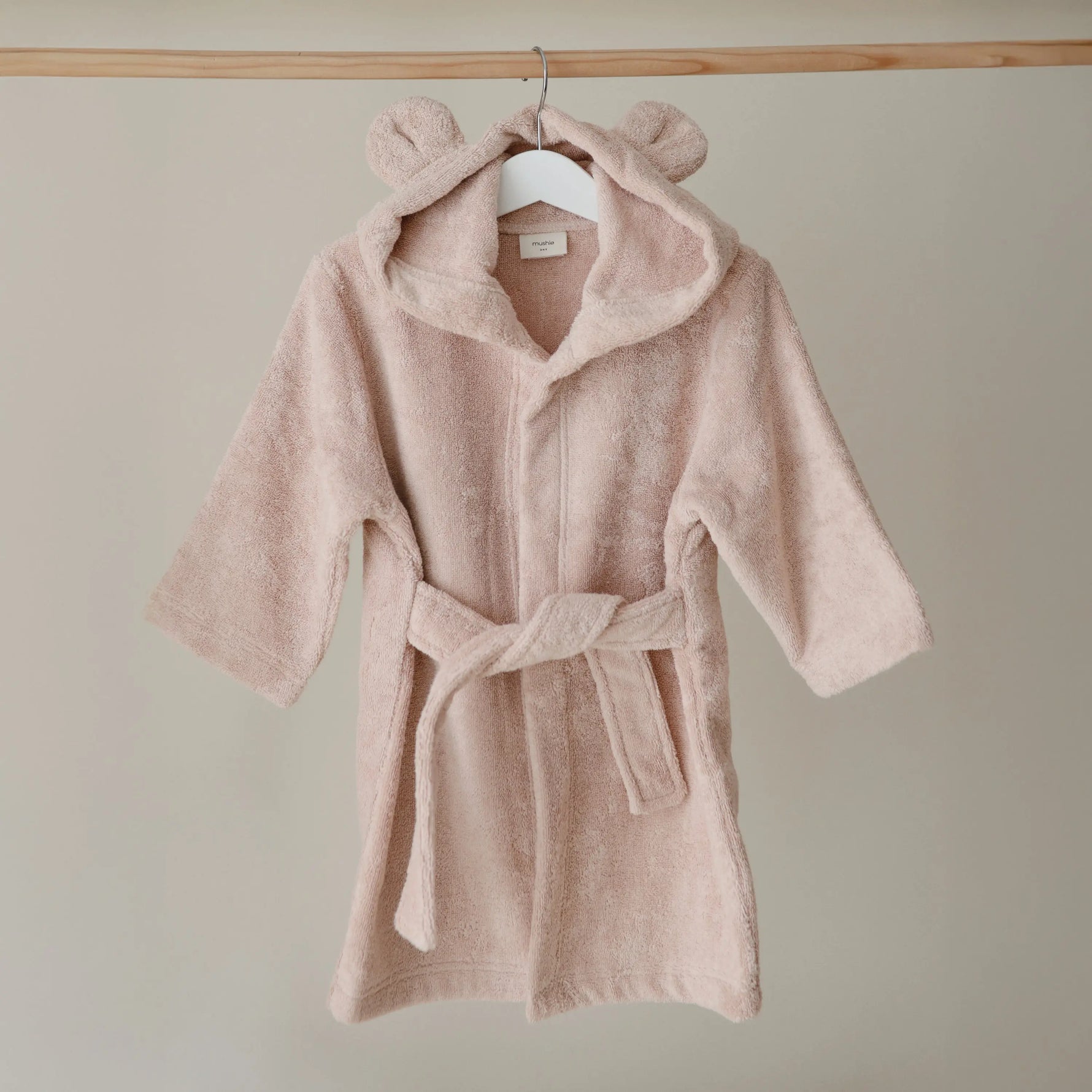 Mushie Organic Cotton Bear Robe for Kids with Cute Hood and Ears - Apparel & Accessories > Clothing > Sleepwear & Loungewear > Robes Hooded Towel