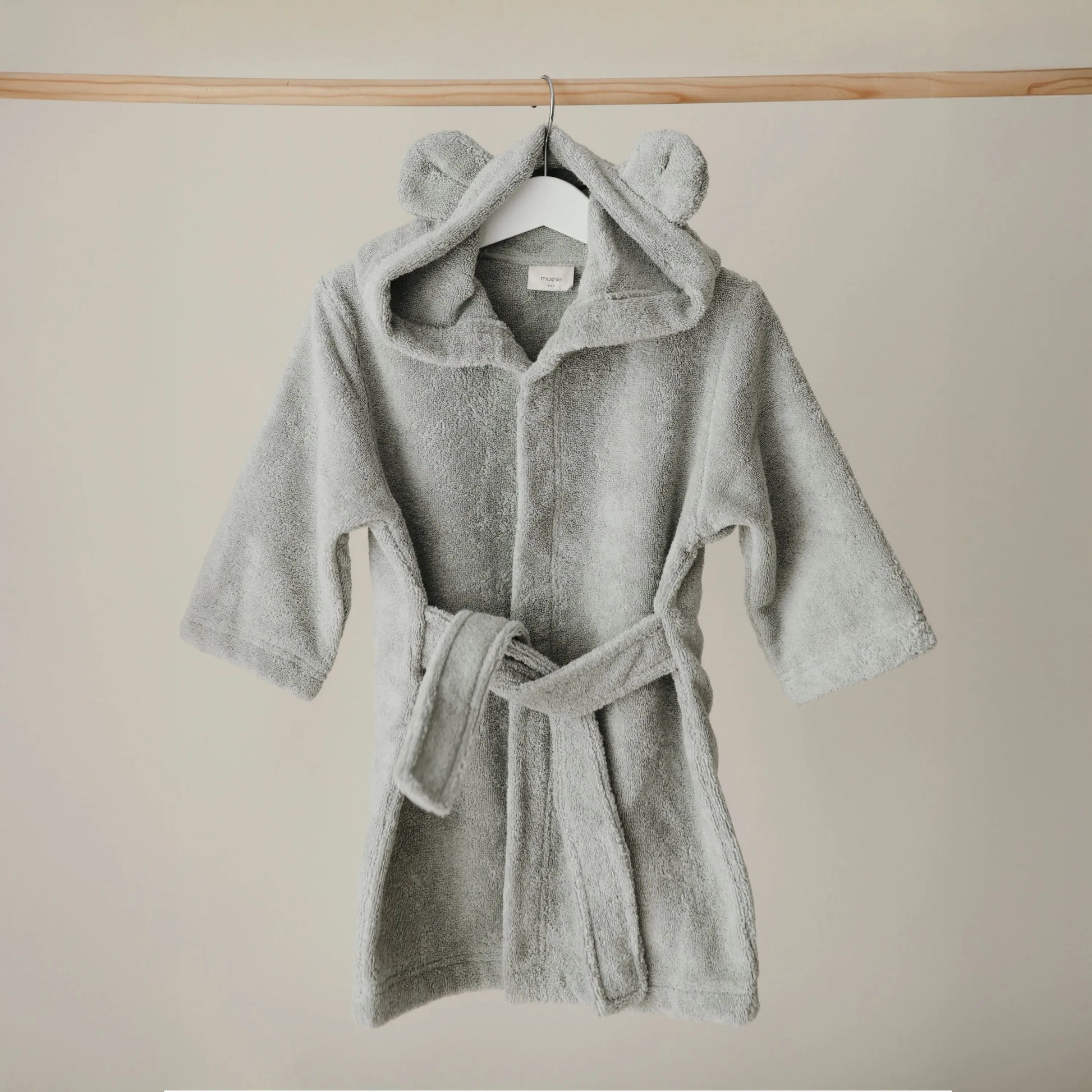 Organic Cotton Bear Robe for Kids with Cute Hood and Ears Mushie