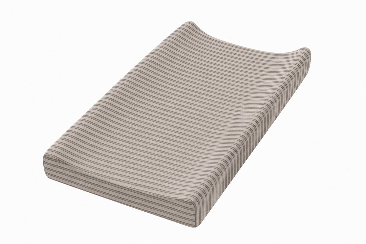 Grey Ivory Stripe Changing Pad Cover by Little Mae & Co