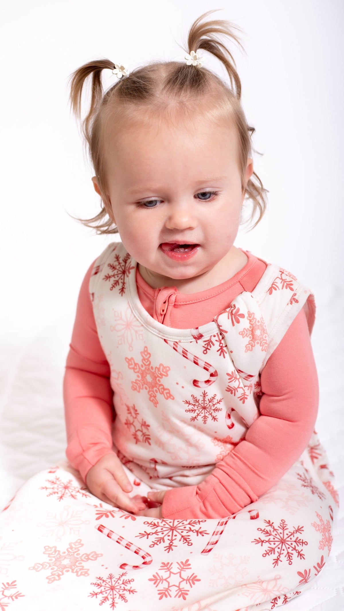 My First Candy Cane Bundle: Bamboo Sleep Sack In Blue & Peach & Free Onesie by Rayn’s Tiny Stitches