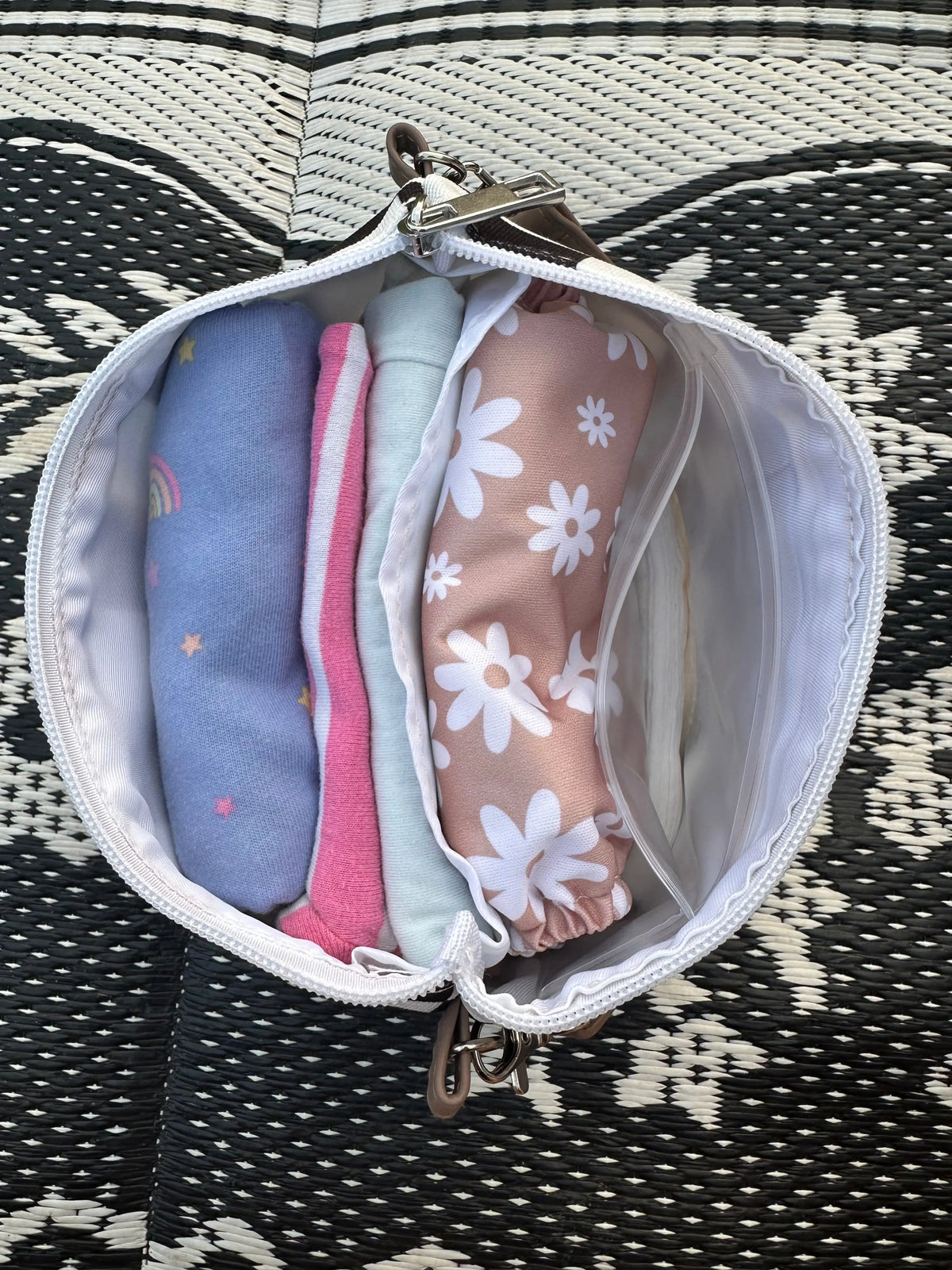 Wipes Clutch In Tan Check Multi Compartment Wet Bag For Diapering The Good Village Cloth Co. 