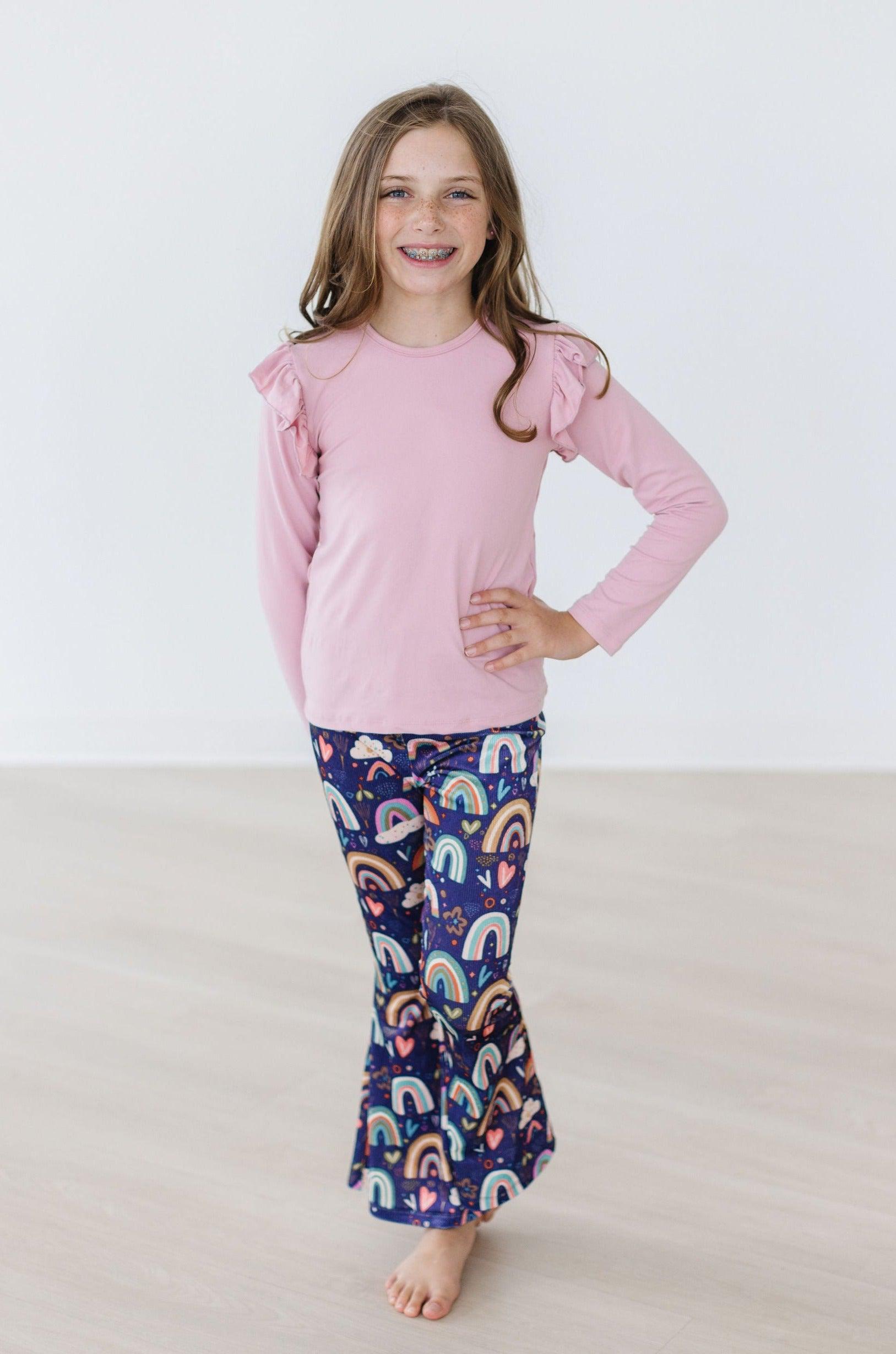 Mila & Rose ® Midnight Rainbow Ribbed Velvet Bells For Girls Everyday - Apparel & Accessories > Clothing > Pants Velvet Bells