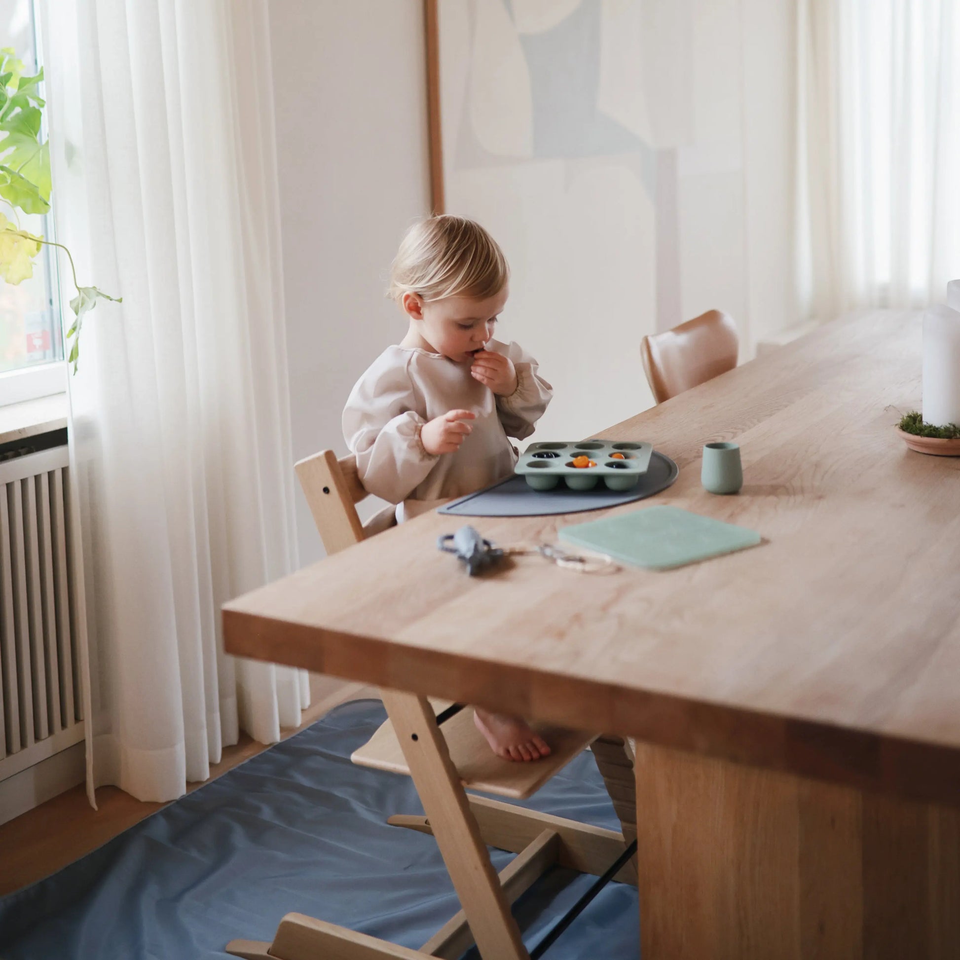 Splat Mat for High Chairs and Arts and Crafts Water Resistant Polyester Easy to Clean Machine Washable Mushie