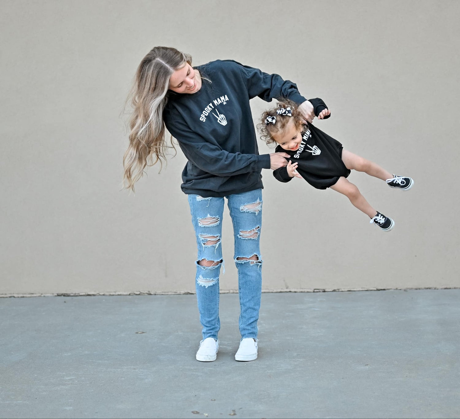 French Terry Sweatshirt Romper - Dancing Skeletons Graphic