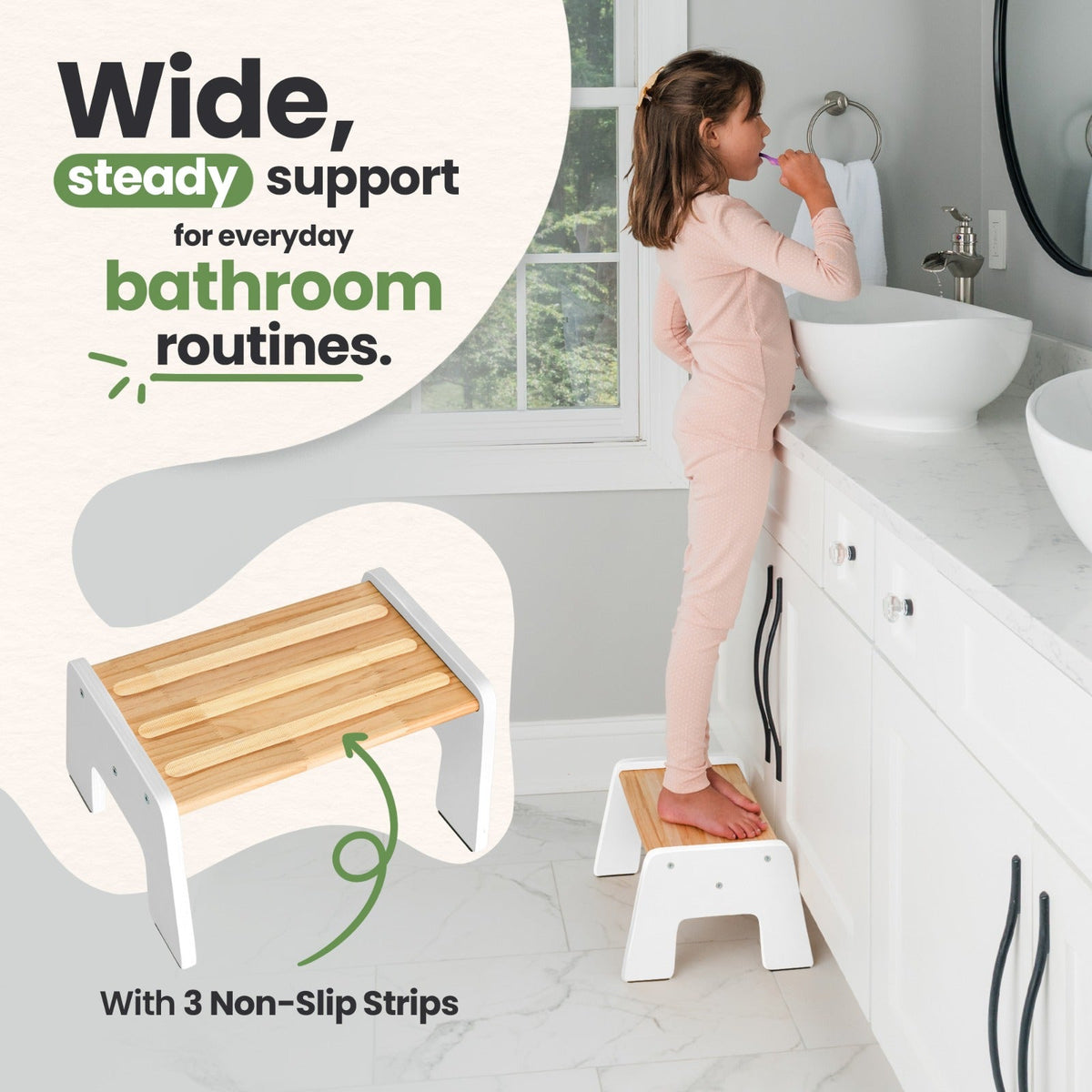 Wooden Kids Step Stool - 1-Step Multi-Purpose by Ocodile.com