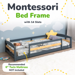 Twin Size Montessori-Inspired Floor Bed with Safety Guardrails for Kids by Ocodile.com