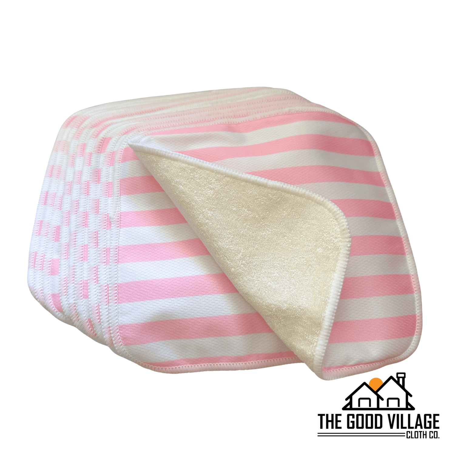 The Good Village Cloth Co. 10 - Pack Durable Bamboo Cloth Wipes - Off with Water - Resistant AWJ | Blush Breeze -