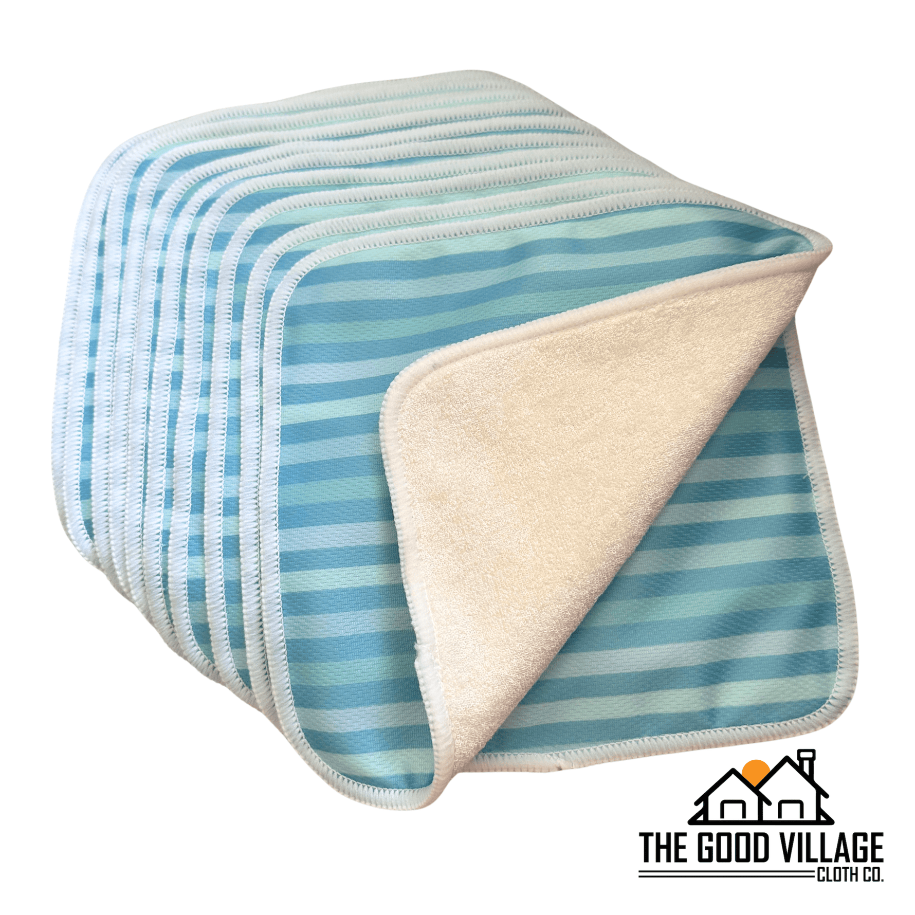 The Good Village Cloth Co. 10 - Pack Durable Bamboo Cloth Wipes – Off with Water - Resistant AWJ | Breezy Bands -