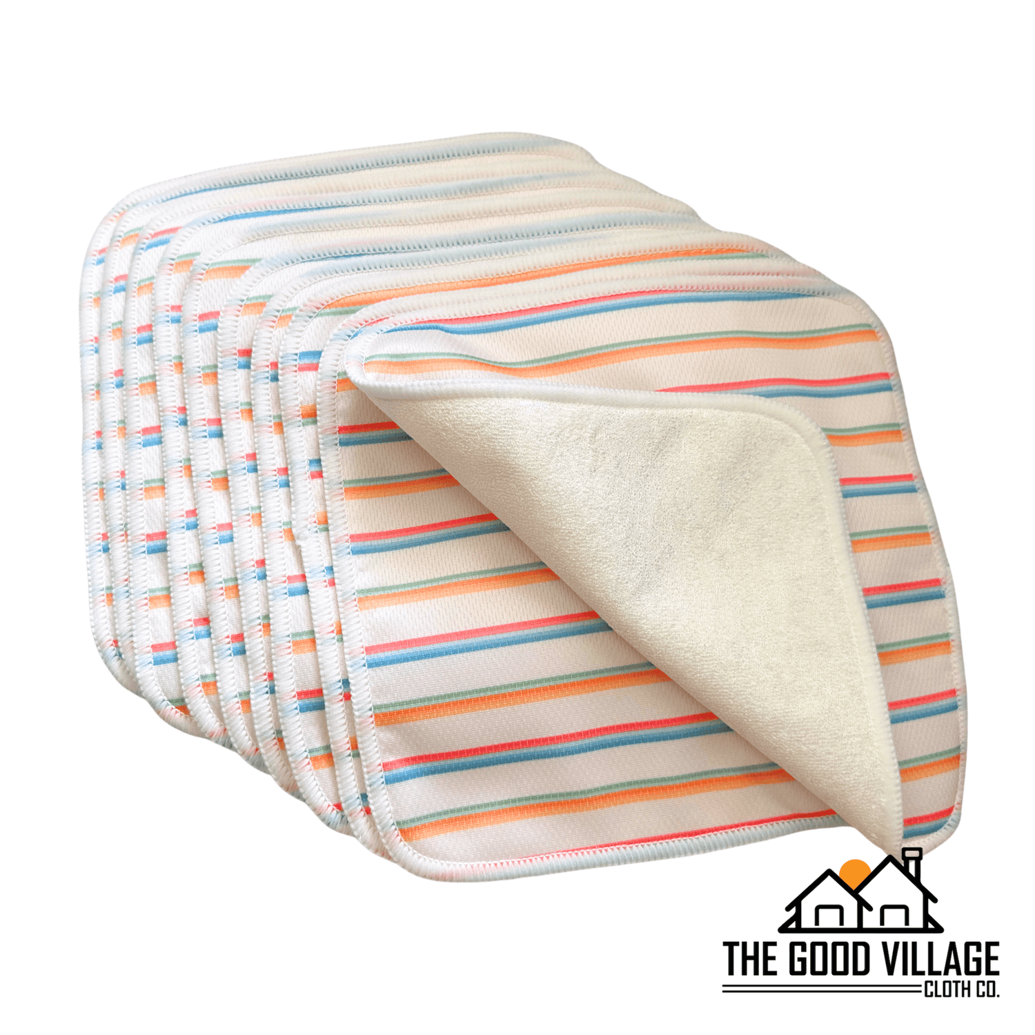 The Good Village Cloth Co. 10 - Pack Durable Bamboo Cloth Wipes – Easy Spray - Off with Water - Resistant AWJ | Wave Rider - 