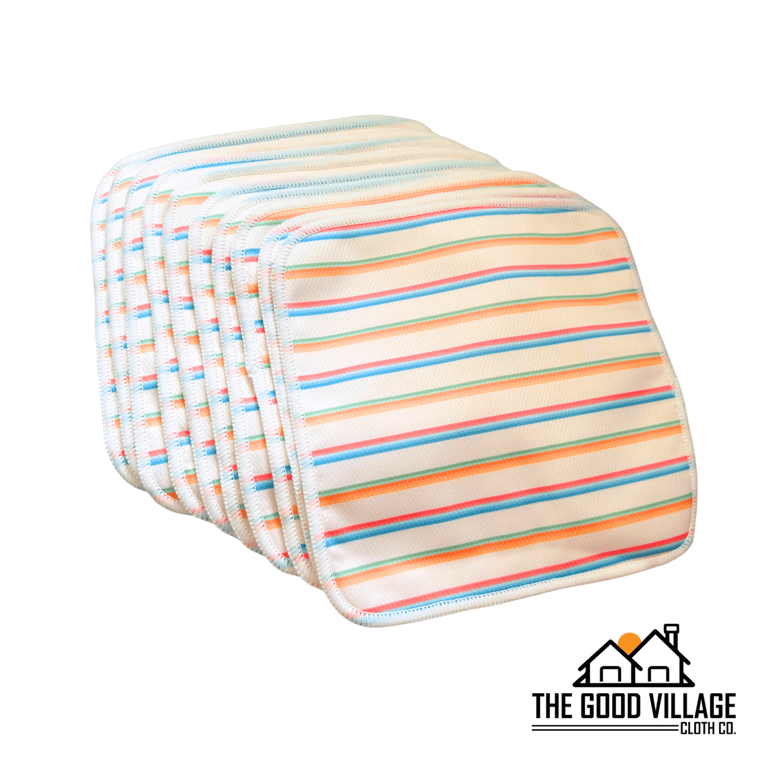 The Good Village Cloth Co. 10 - Pack Durable Bamboo Cloth Wipes – Easy Spray - Off with Water - Resistant AWJ | Wave Rider - 