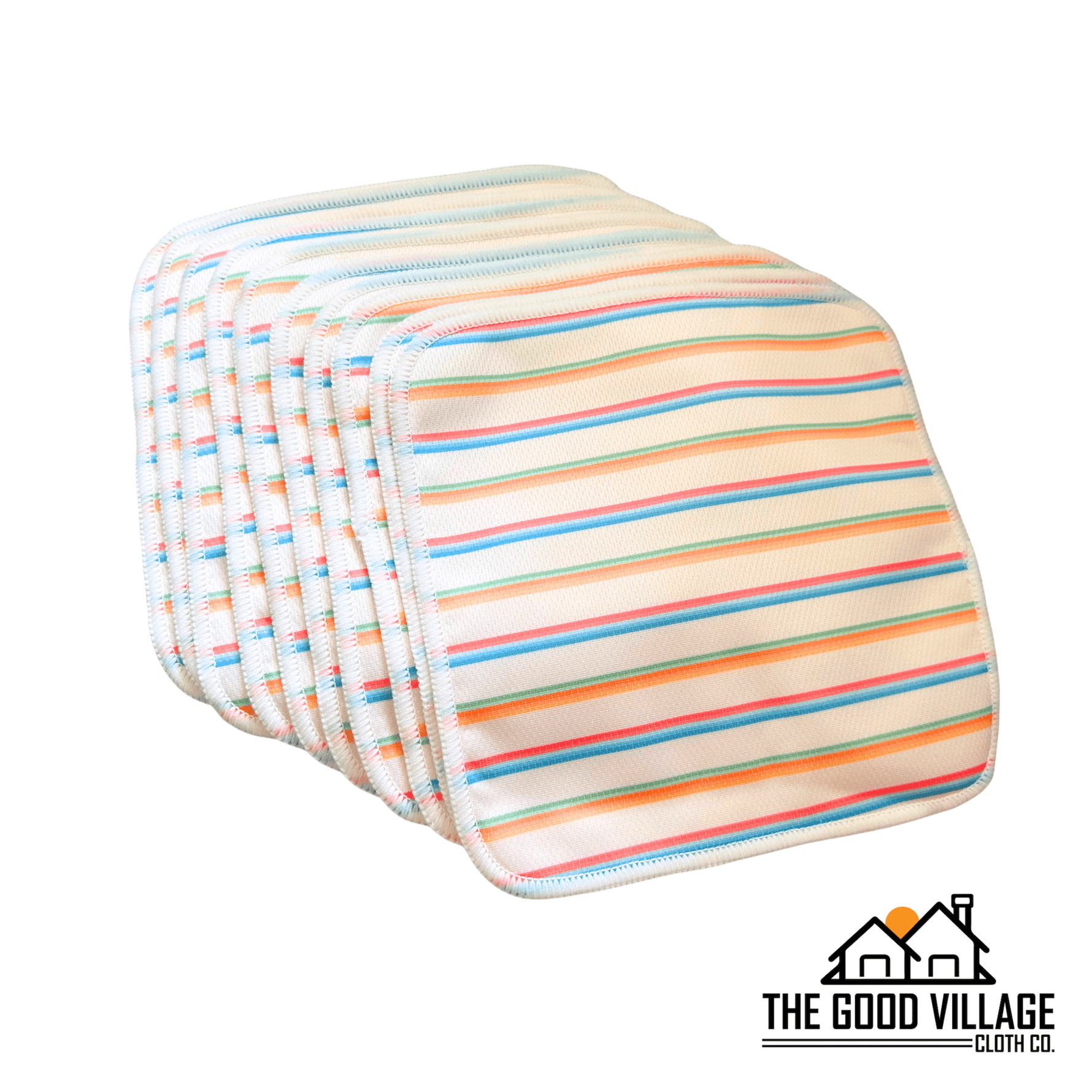 The Good Village Cloth Co. 10 - Pack Durable Bamboo Cloth Wipes – Easy Spray - Off with Water - Resistant AWJ | Wave Rider - 