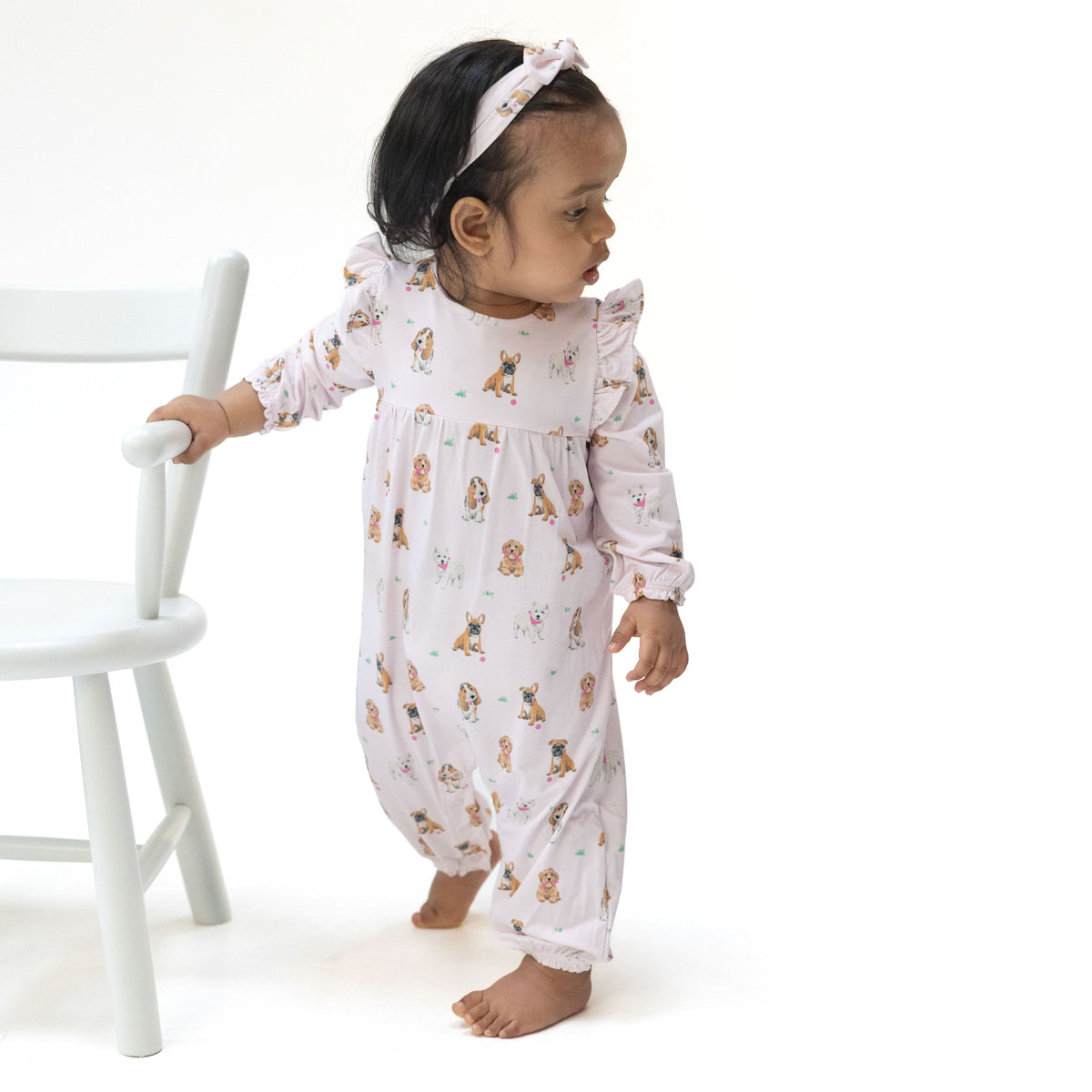 Viscose from Bamboo Ruffle Sleeve Snap Romper by Angel Dear