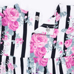 Cabbage Rose Stripe - Ruffle Sleeve Snap Romper by Angel Dear