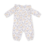 Floral Deer - Ruffle Sleeve Snap Romper by Angel Dear