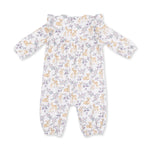 Floral Deer - Ruffle Sleeve Snap Romper by Angel Dear
