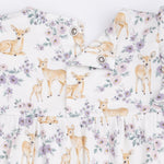 Floral Deer - Ruffle Sleeve Snap Romper by Angel Dear