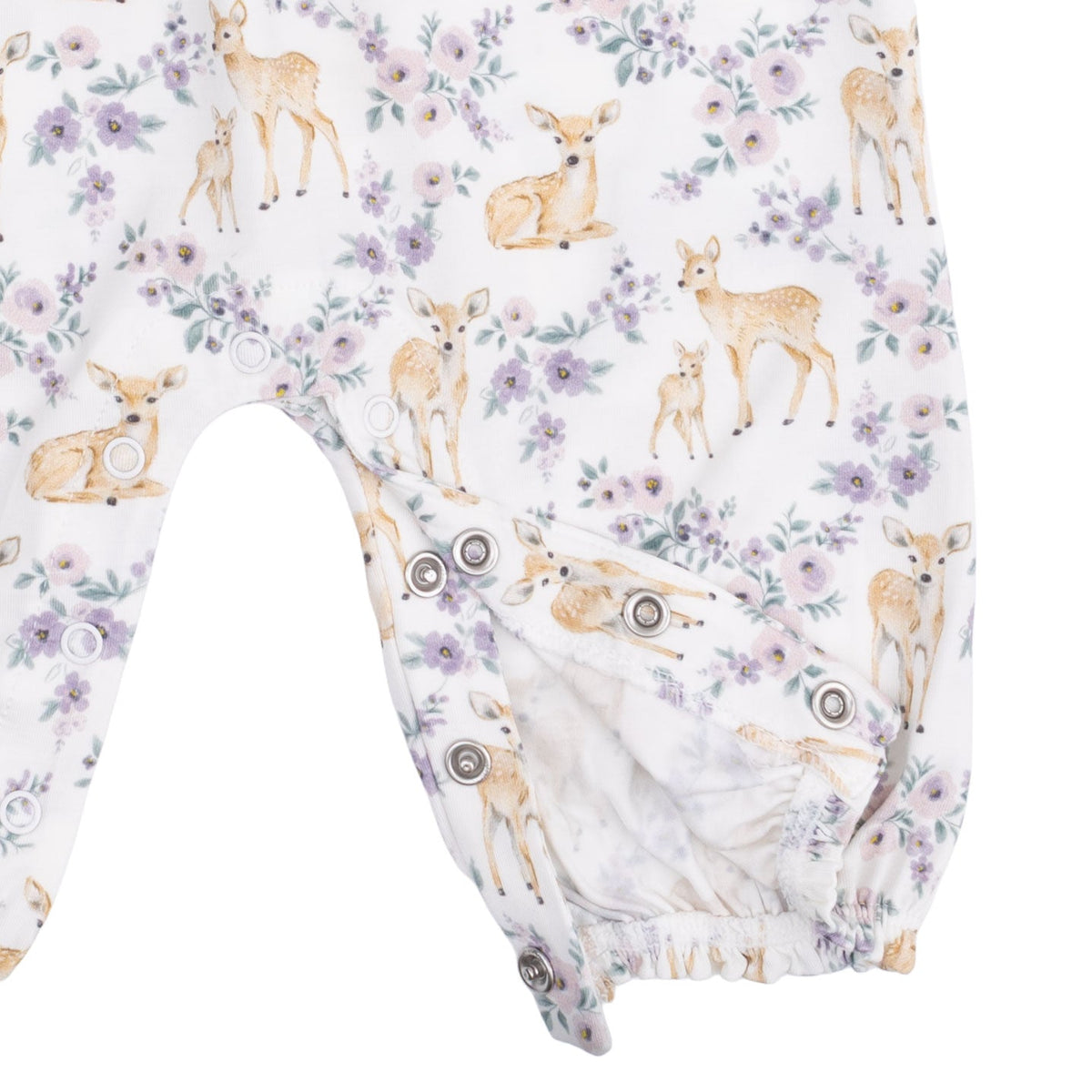 Floral Deer - Ruffle Sleeve Snap Romper by Angel Dear