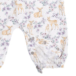 Floral Deer - Ruffle Sleeve Snap Romper by Angel Dear